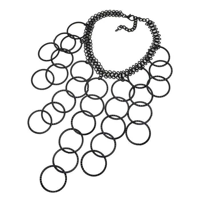 Metal Multi Hoop Link Bib Necklace