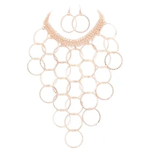 Metal Multi Hoop Link Bib Necklace