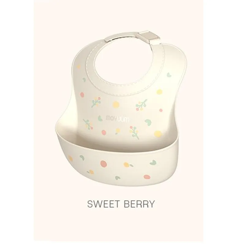Moyuum One Touch Buckle Silicone Baby Bib Sweet Edition