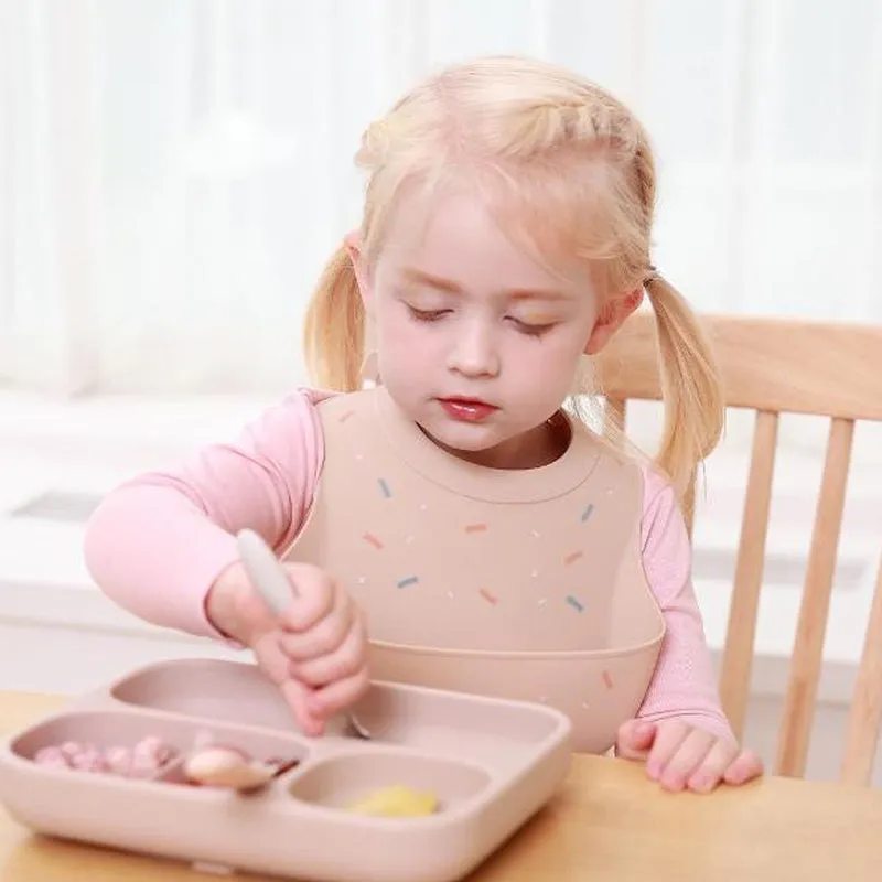 Moyuum One Touch Buckle Silicone Baby Bib Sweet Edition