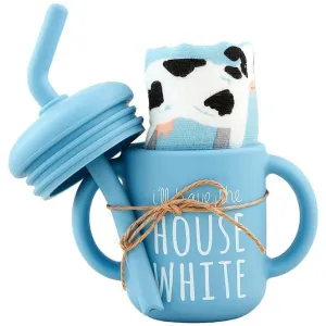 Mud Pie Blue Farm Silicone Cup & Bib Set