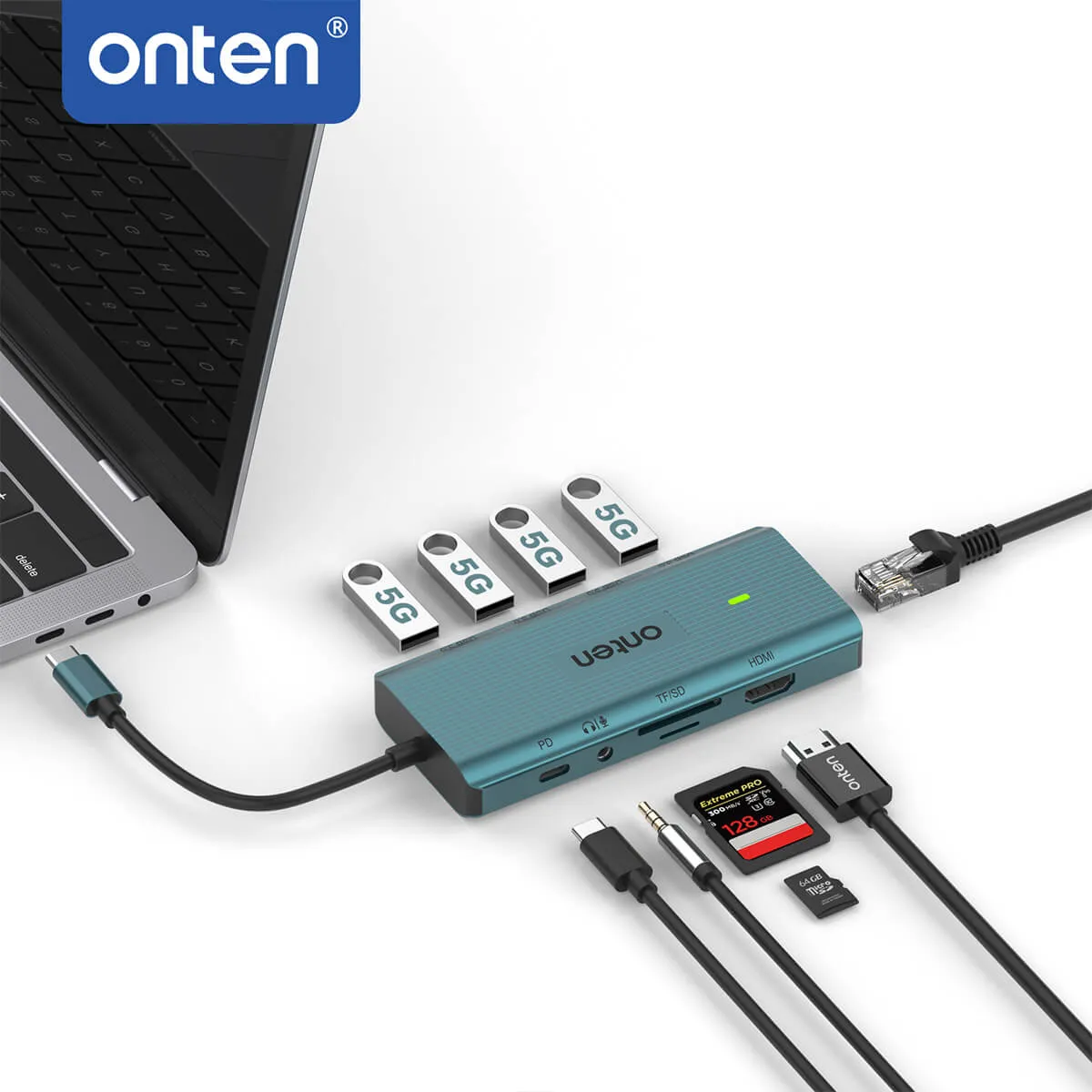 Onten UC962 10 in 1 USB-C Multi-Function Docking Station
