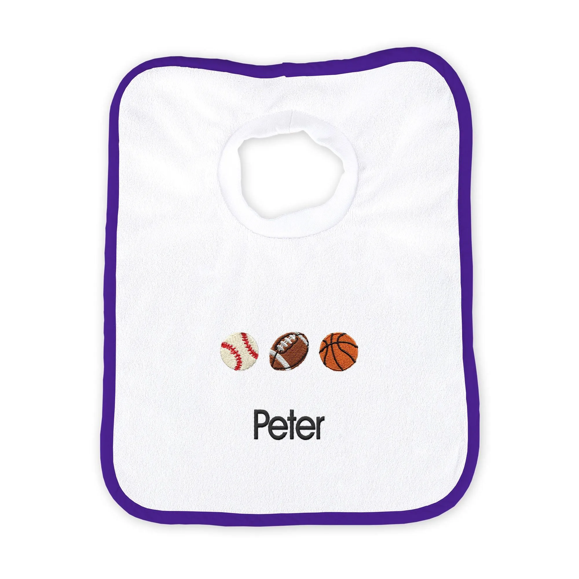 Personalized 3 Sports Balls Emoji Bib