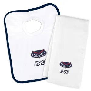 Personalized FAU Owls Bib and Burp Cloth Set
