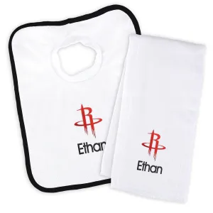 Personalized Houston Rockets Bib and Burp Cloth Set