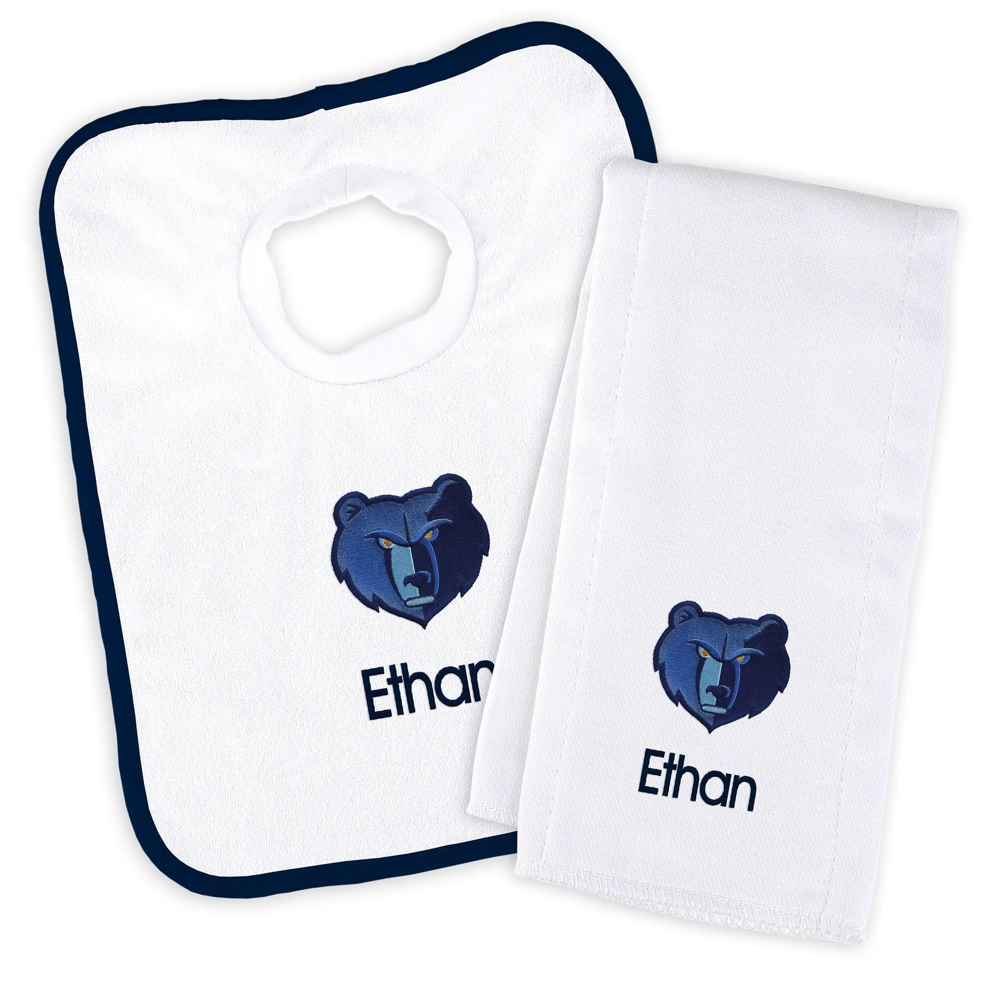 Personalized Memphis Grizzlies Bib and Burp Cloth Set
