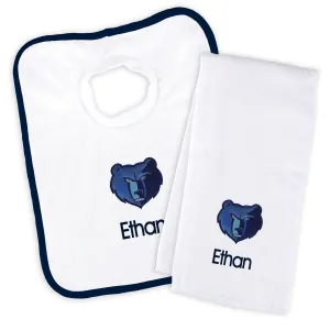 Personalized Memphis Grizzlies Bib and Burp Cloth Set