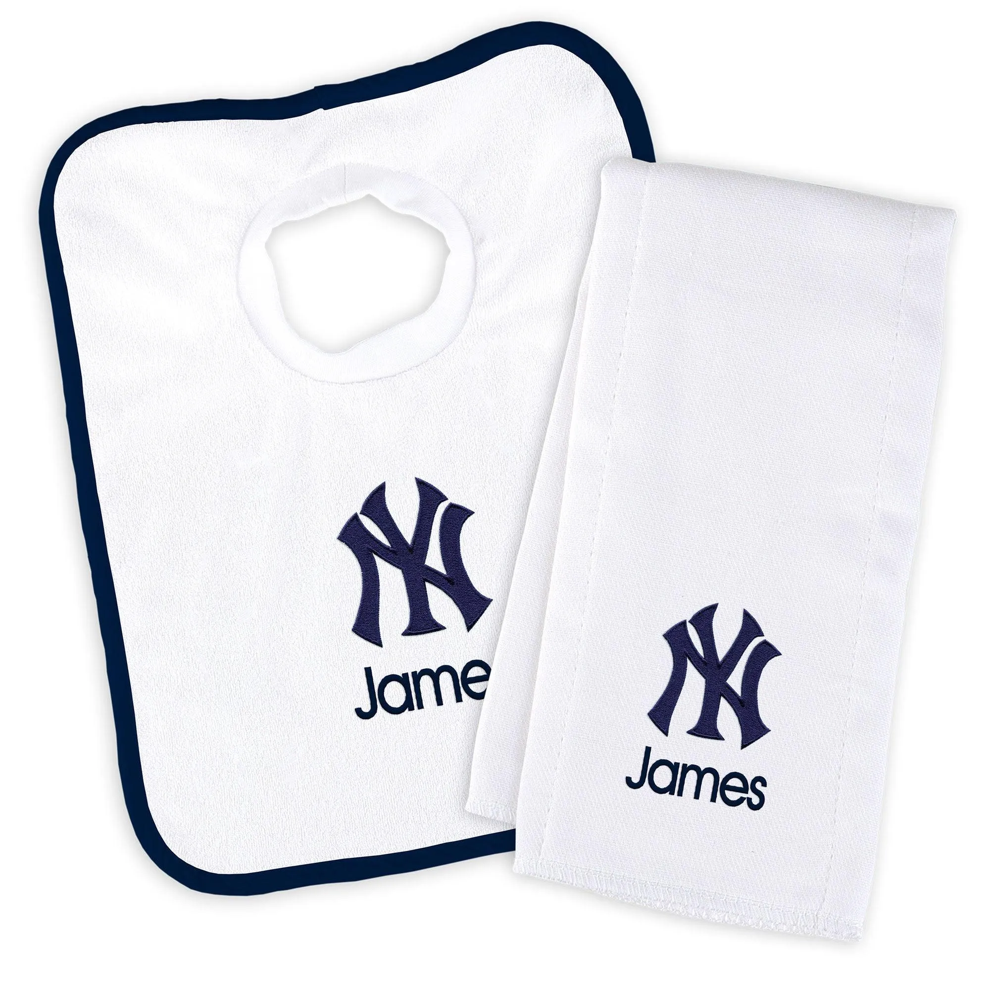 Personalized New York Yankees Bib & Burp Cloth Set