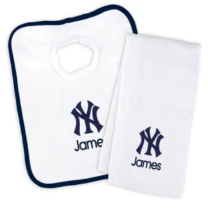 Personalized New York Yankees Bib & Burp Cloth Set