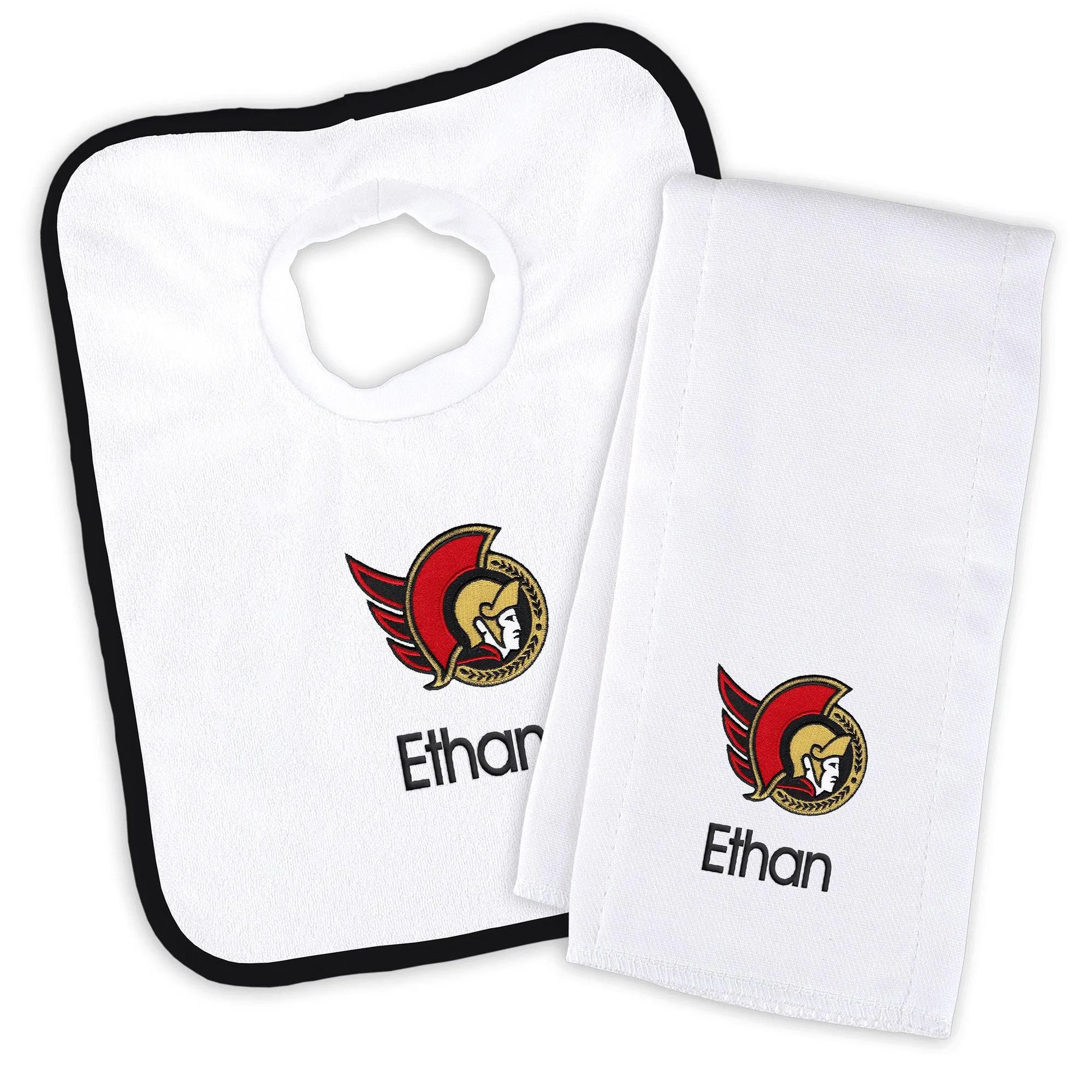 Personalized Ottawa Senators Bib & Burp Cloth Set