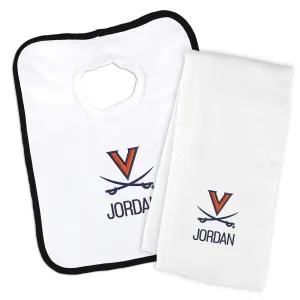 Personalized Virginia Cavaliers Bib and Burp Cloth Set