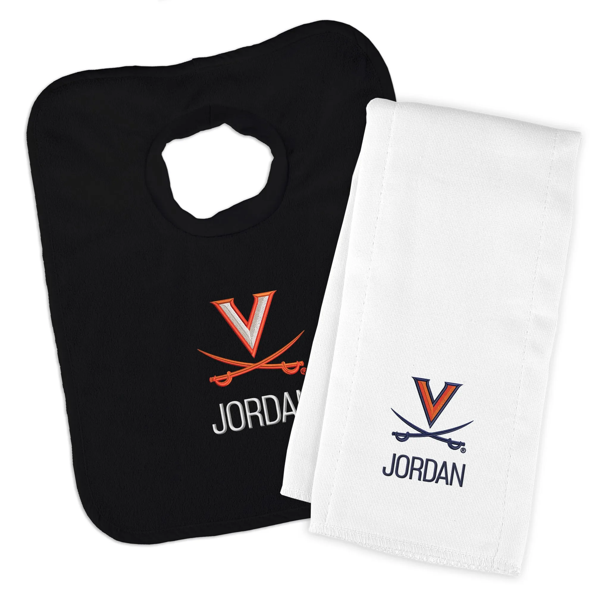 Personalized Virginia Cavaliers Bib and Burp Cloth Set