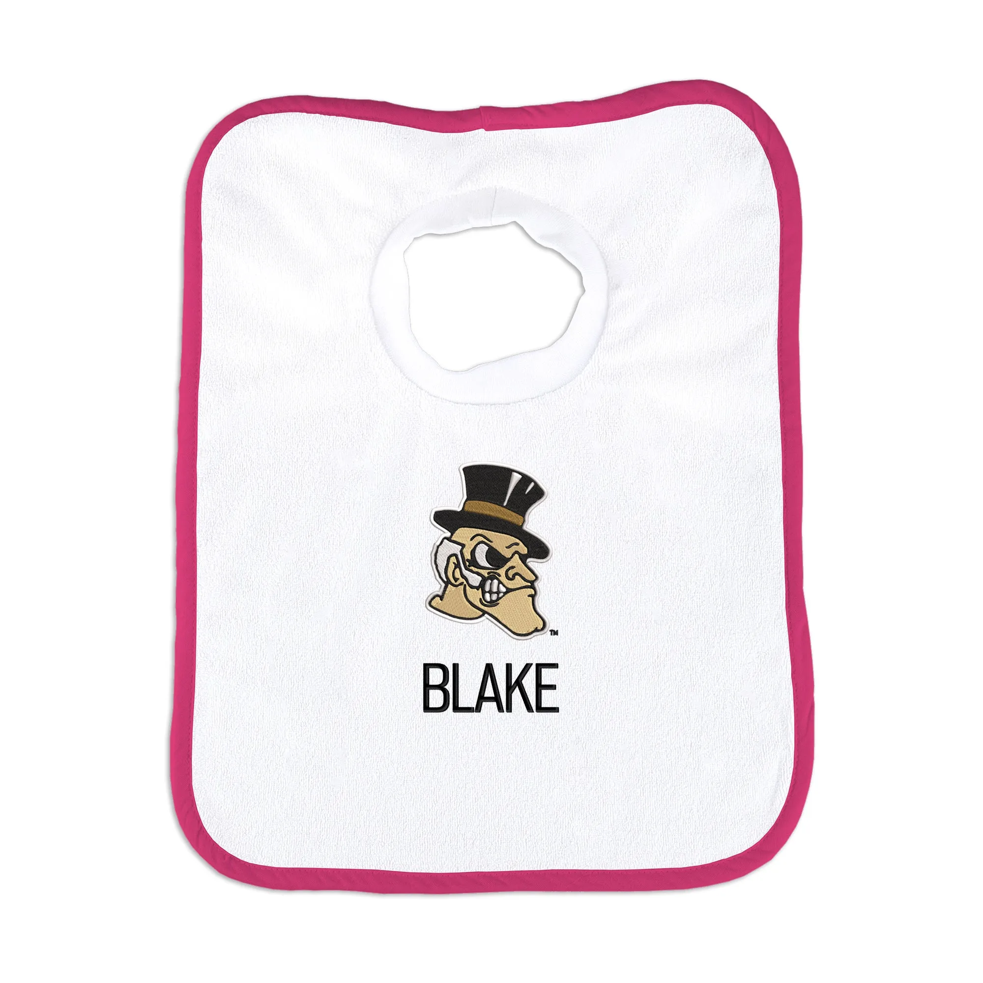 Personalized Wake Forest Demon Deacons Deacon Head Bib