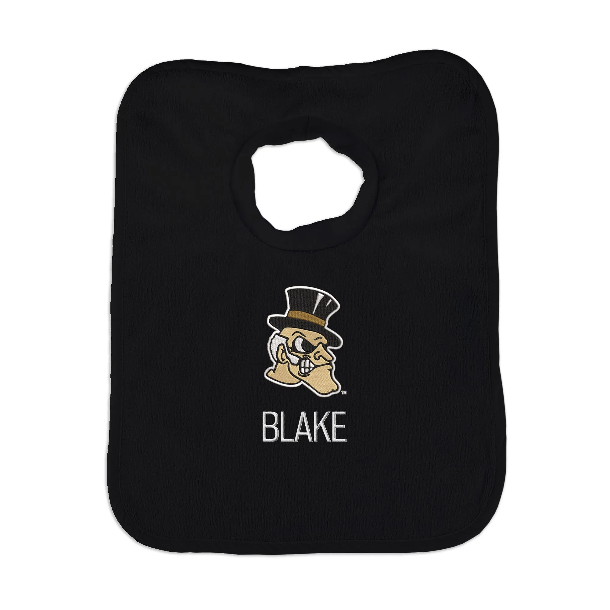 Personalized Wake Forest Demon Deacons Deacon Head Bib