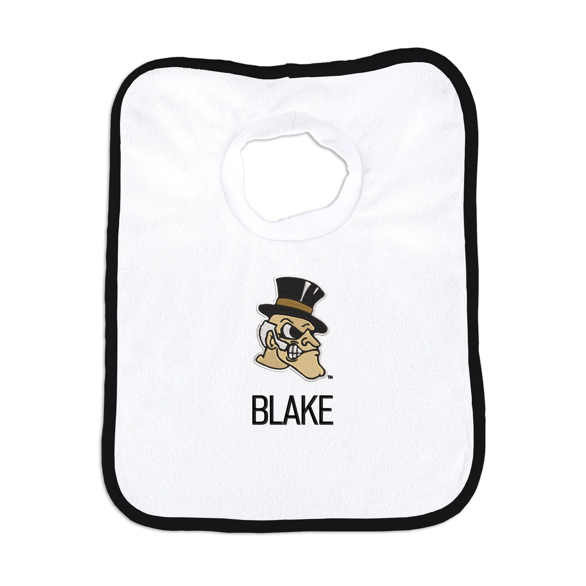 Personalized Wake Forest Demon Deacons Deacon Head Bib