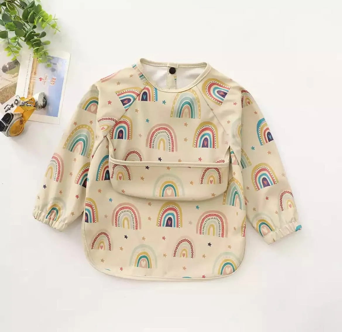 Rainbow Star - Toddler & Baby Long Sleeve Waterproof Apron Smock Bib
