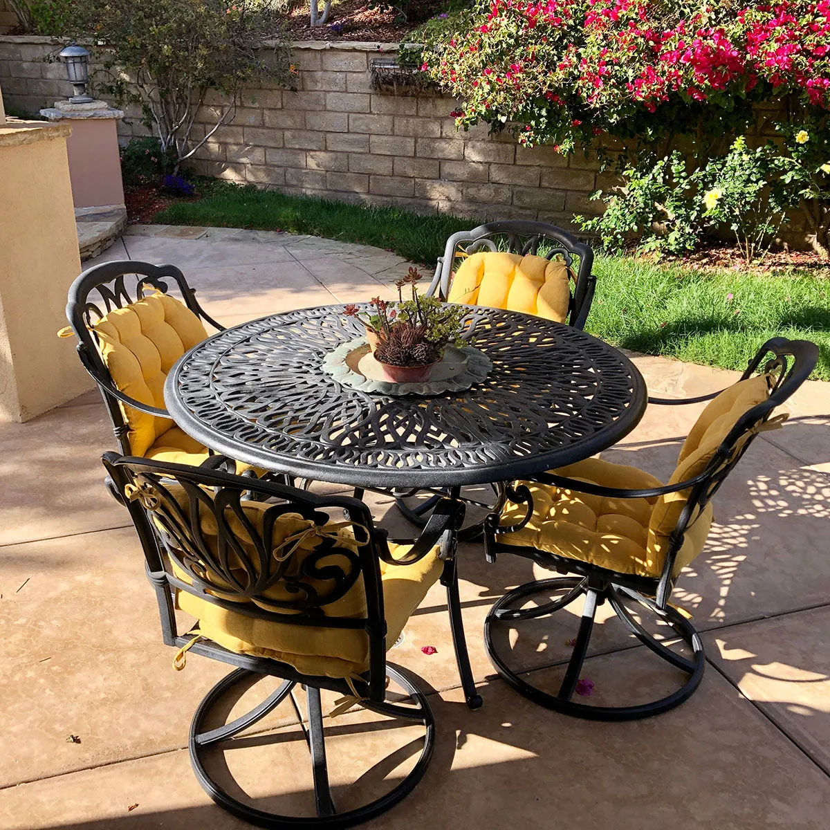 Rave Yellow Gold Indoor / Outdoor Dining Chair Pads & Patio Cushions