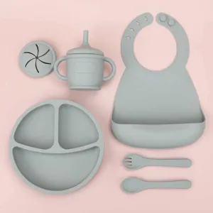 Silicone Baby Food Bowl Fork Spoon Bib Children. مجموعة أدوات مائدة للأطفال من السيليكون، وعاء طعام للأطفال،
