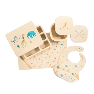 Silicone Mealtime Bundle Safari Warm Cream