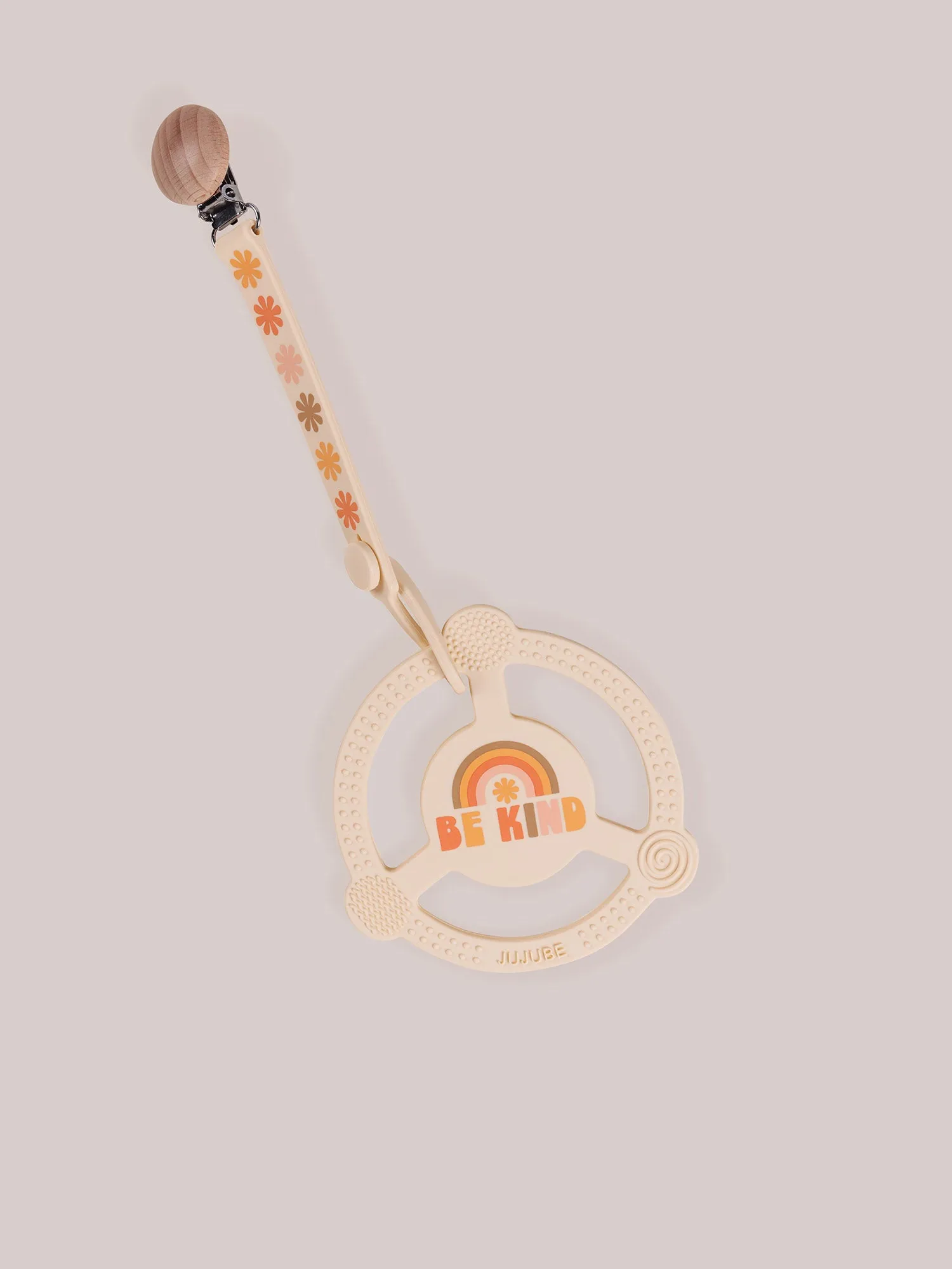 Silicone Teether Ring & Detachable Clip - Be Kind Rainbows