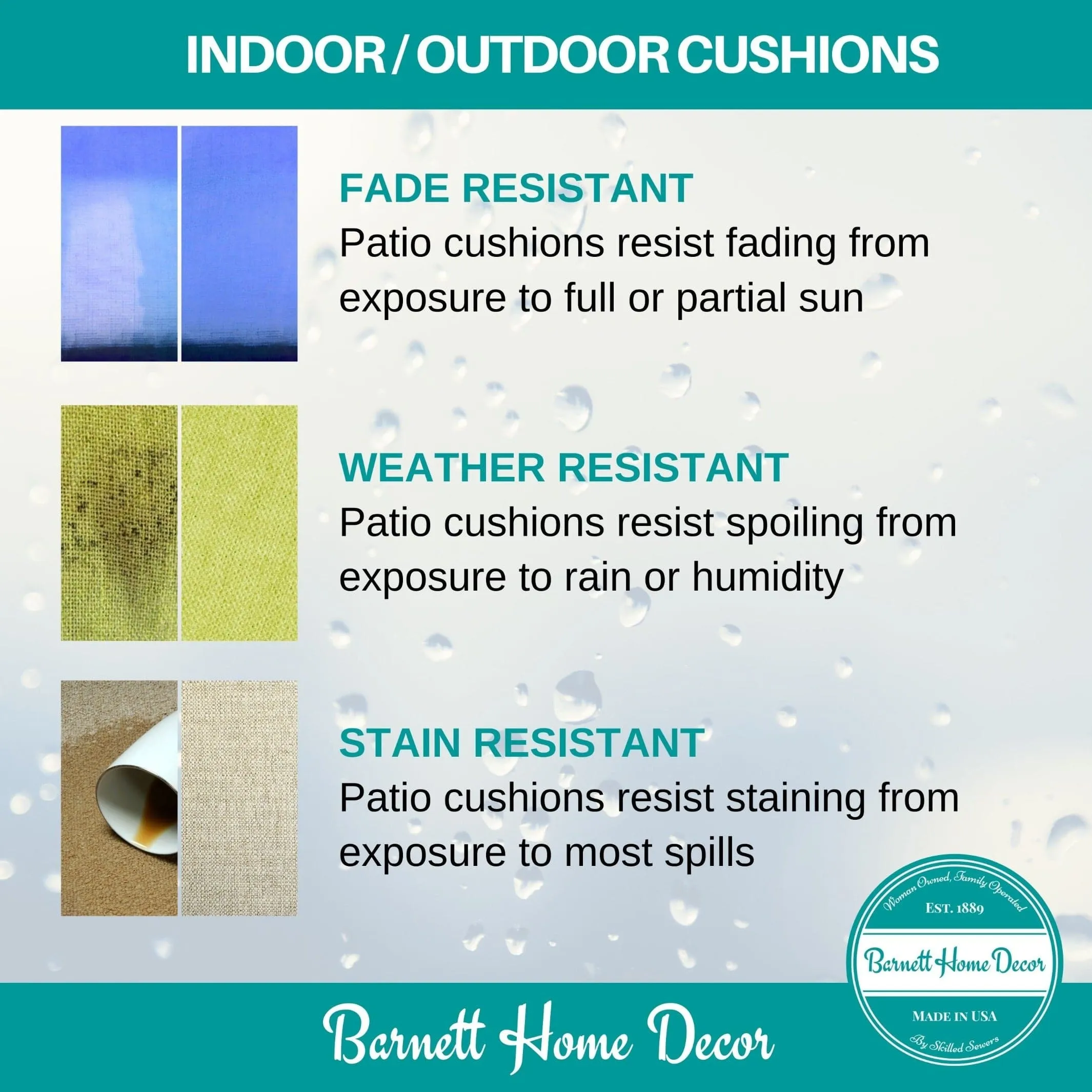 Sylvan Teal Indoor / Outdoor Dining Chair Pads & Patio Cushions
