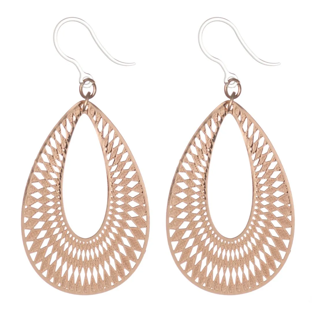 Textured Bib Dangles Hypoallergenic Earrings for Sensitive Ears Made with Plastic Posts