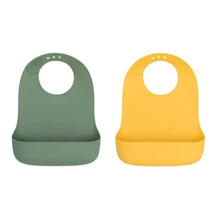 We Might Be Tiny Catchie Bibs - Sage & Yellow