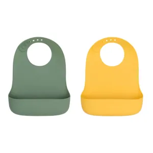 We Might Be Tiny Catchie Bibs - Sage & Yellow