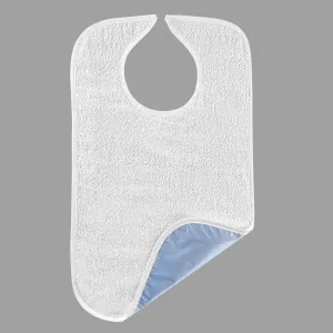 White Heavyweight Waterproof Adult Bib With Velcro Closure Style #BIB5